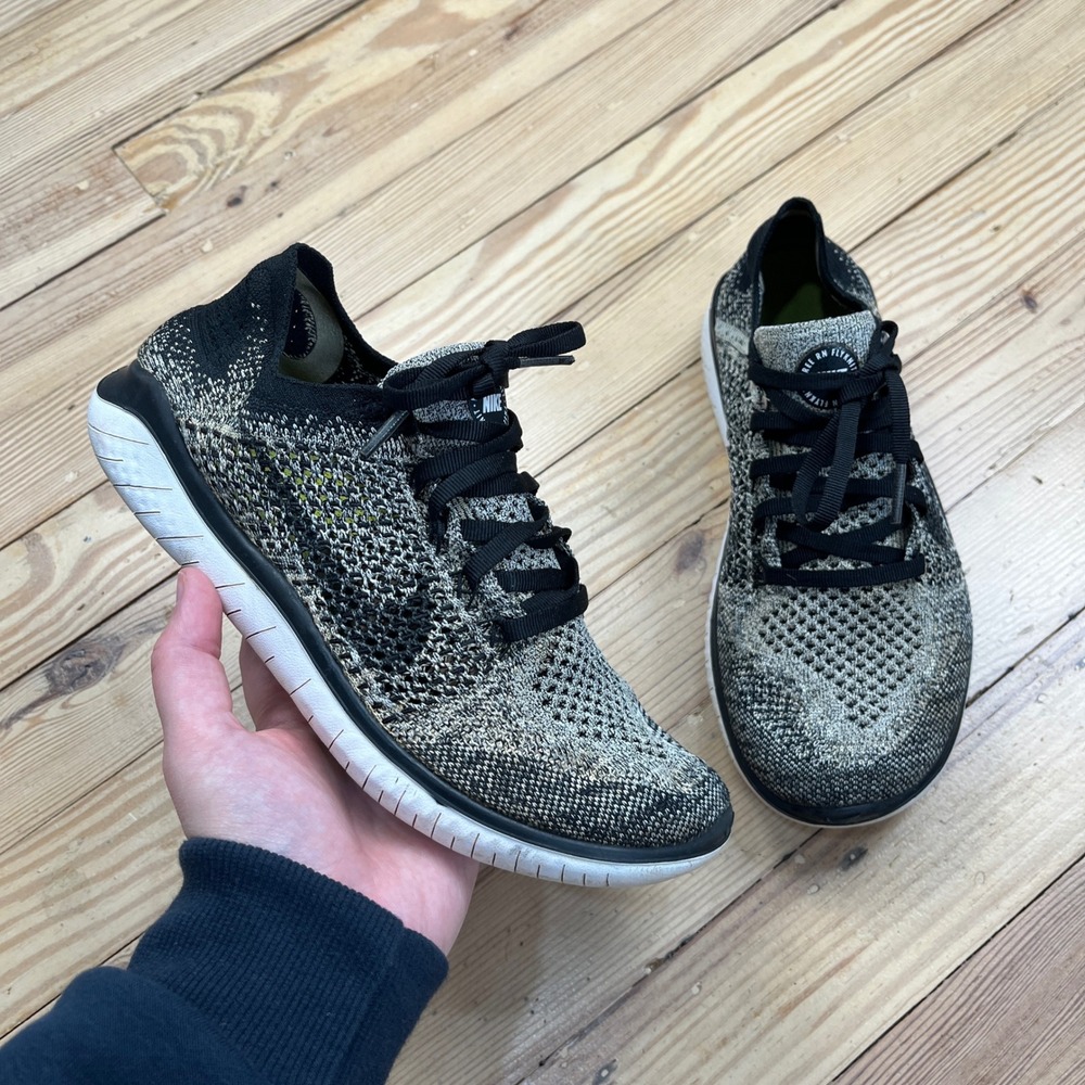 Nike Free RN Flyknit 2018 Black White lightweight Running Shoes Womens 7.5